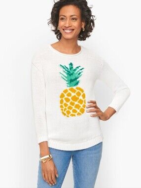 NWT Talbots Open-Neck Pineapple Sweater